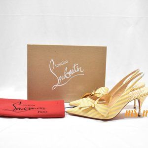 NIB Christian Louboutin Striped Bow Pumps
